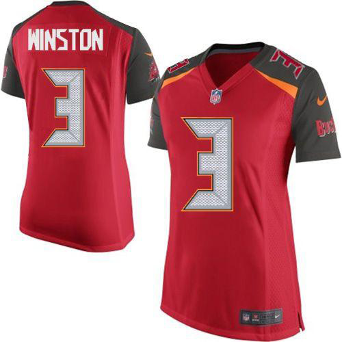 Women's Elite Jameis Winston Nike Jersey Red Home - #3 NFL Tampa Bay Buccaneers